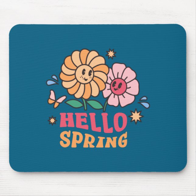 Hello Spring Flowers Sunshine Easter Easter Mouse Pad (Front)