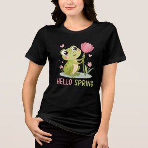 Hello Spring Frog, Nature Lover Tri-Blend Shirt