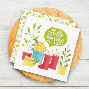 Hello Spring Garden Flowers Greeting Card