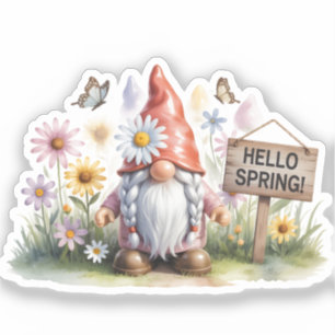Hello Spring Garden Gnome: Cute Gnome with Braids