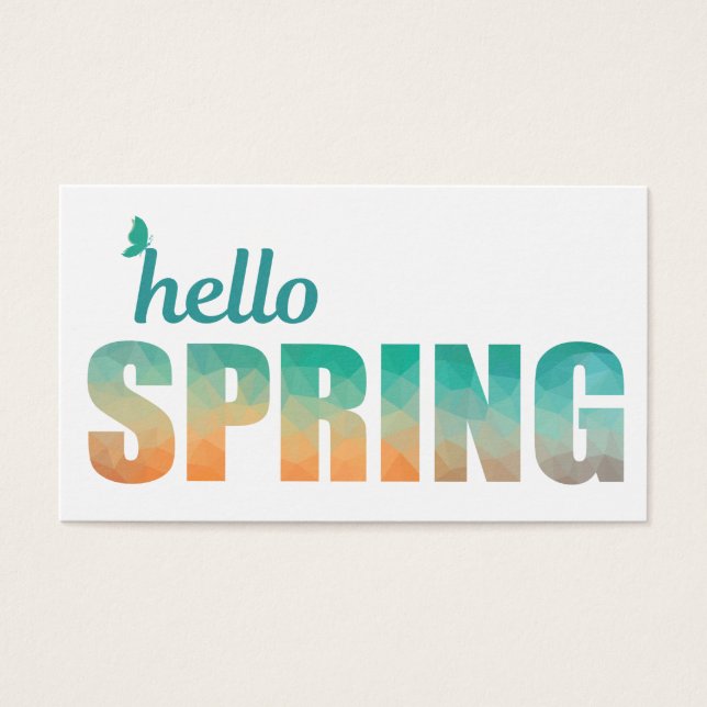 Hello Spring green to orange card. (Front)