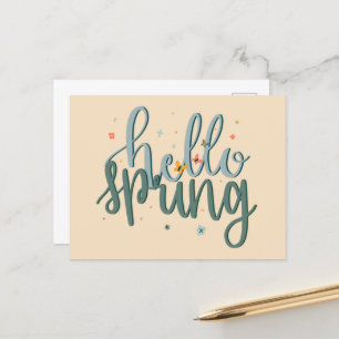 Hello Spring Hand-Lettered Postcard