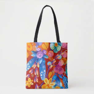 Hello Spring Happiness Time, Floral Vibrant Tote Bag