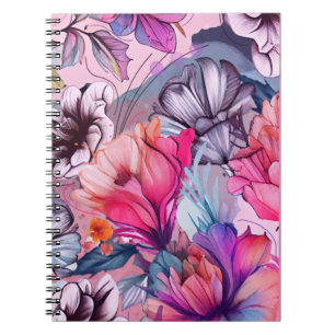 Hello Spring Happiness Time, Flowers Watercolor Notebook