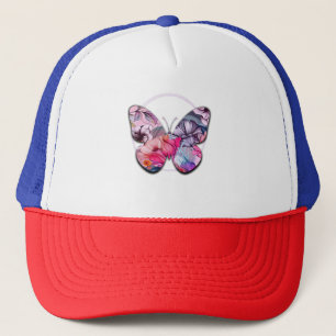 Hello Spring Happiness Time, Pink Floral Trucker Hat