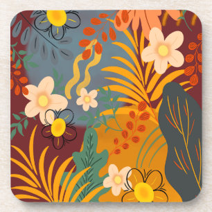Hello Spring Happiness Time, Tropical Floral Coaster