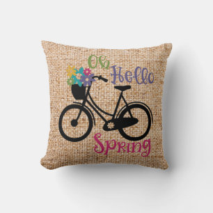 Hello Spring Home Decor Throw Pillow