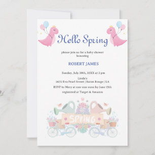 Hello Spring Light Colour Baby Boy Baby Shower Invitation