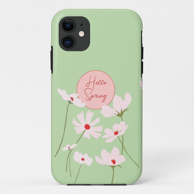 Hello Spring light pink red cosmos flowers floral Case-Mate iPhone Case (Back)
