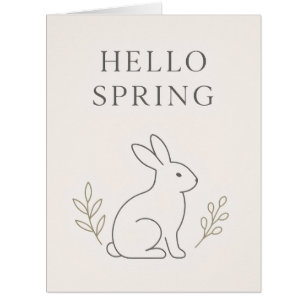 Hello Spring Minimal Bunny Line Art