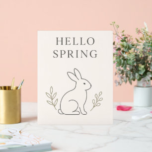Hello Spring Minimal Bunny Line Art Acrylic Sign