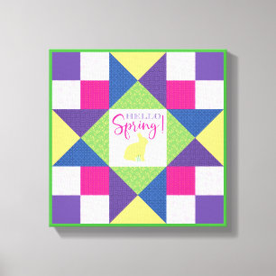 Hello Spring Ohio Star Quilt Block Pattern Canvas Print
