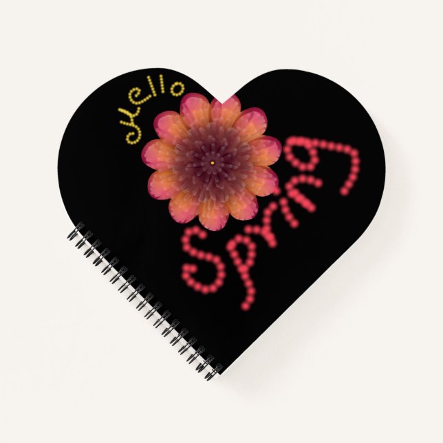 Hello Spring - Textured Pink & Orange Flower Art Notebook (Front)