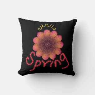 Hello Spring - Textured Pink & Orange Flower Art Throw Pillow