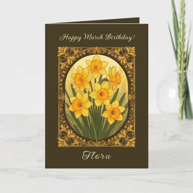 Hello Spring The Cheerful March Daffodil Card (Front)