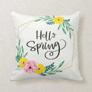 Hello spring throw pillow