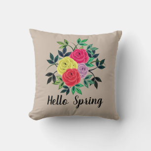 Hello Spring Throw Pillow