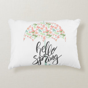 Hello Spring Umbrella Decorative Pillow
