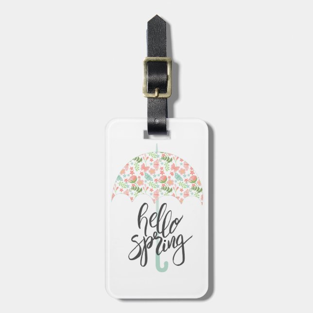 Hello Spring Umbrella Luggage Tag (Front Vertical)