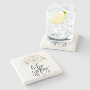 Hello Spring Umbrella Stone Coaster