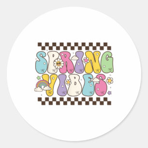 Hello Spring Vibes Flowers Bloom Floral First Day Classic Round Sticker