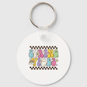 Hello Spring Vibes Flowers Bloom Floral First Day Keychain