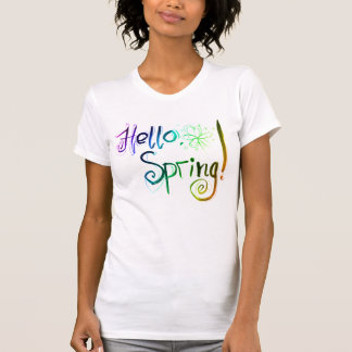 Hello spring watercolor lettering drawing  T-Shirt