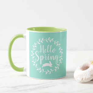 Hello Spring Wreath & Bunny Mug