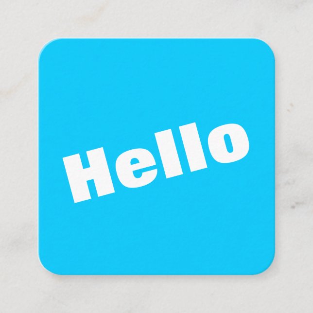Hello  - Square - Neon Red Square Business Card (Front)