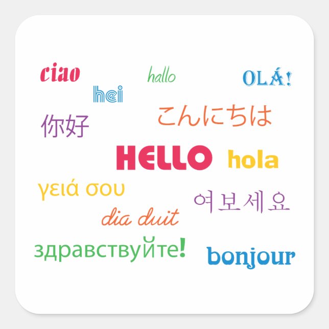 Hello Square Sticker (Front)