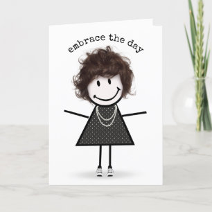Hello Stick Figure Girl In Sneakers Card