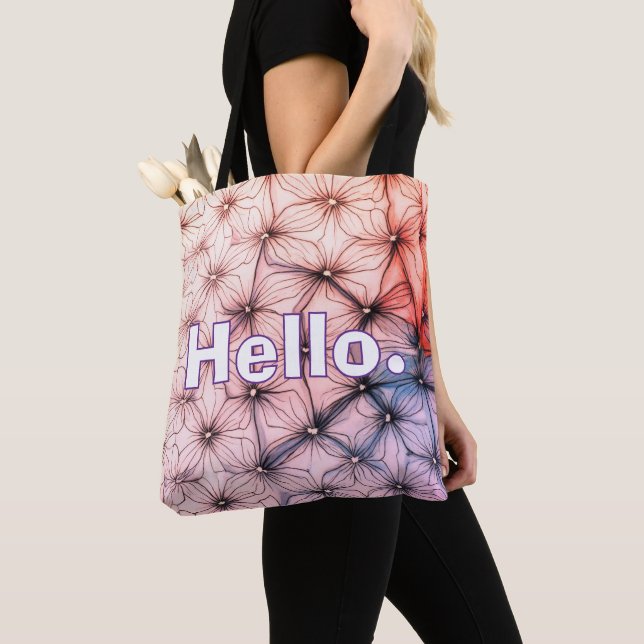 Hello. Stylish Modern Colourful Pattern Tote Bag (Close Up)