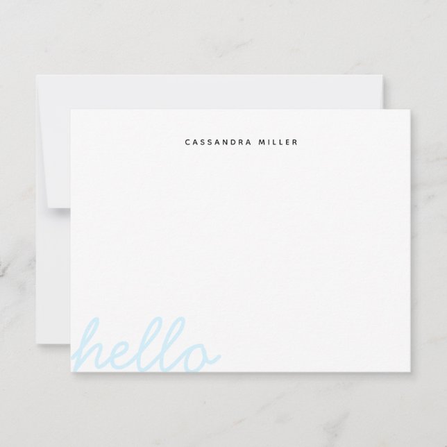 Hello Stylish Script Modern Minimal Personalized Card (Front)
