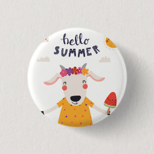 Hello Summer 1 Inch Round Button