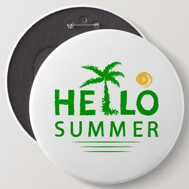 Hello Summer 6 Inch Round Button (Front & Back)