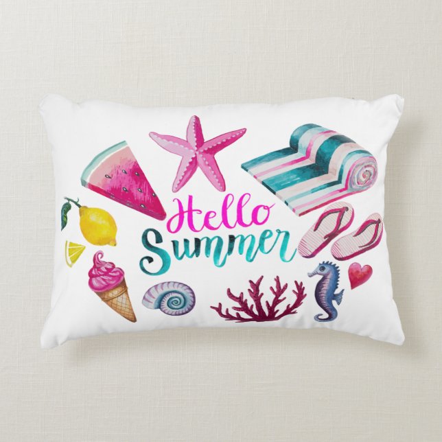 Hello Summer Accent Pillow (Front)