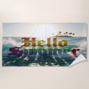 Hello Summer Adventure Season Beach Towel