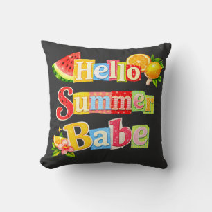 Hello Summer babe Throw Pillow