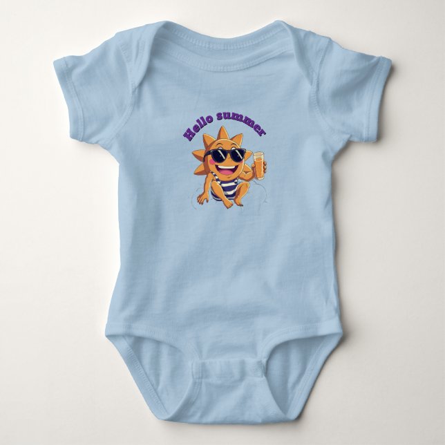 Hello summer  baby bodysuit (Front)