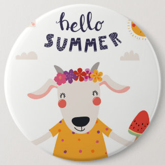 Hello Summer Badge 6 Inch Round Button