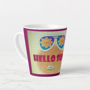 Hello Summer Beach Sticker – Cute Fish  Latte Mug