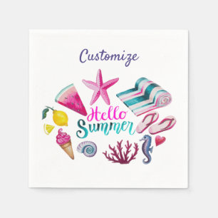Hello Summer Beach Thunder-Cove Napkin