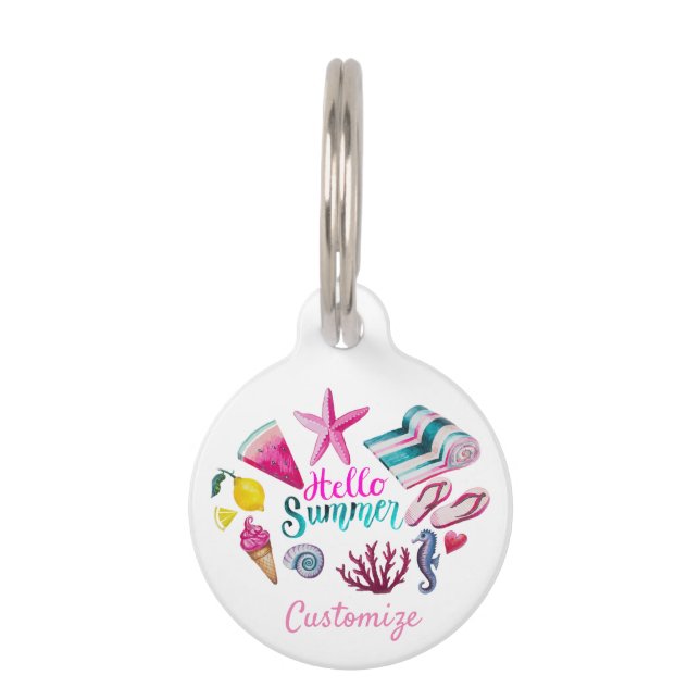 Hello Summer Beach Thunder-Cove  Pet Tag (Back)