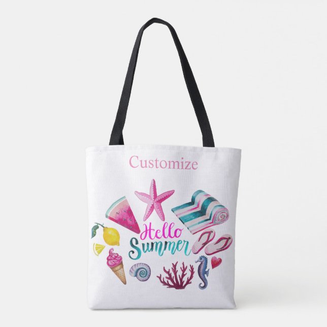 Hello Summer Beach Thunder-Cove Tote Bag (Back)