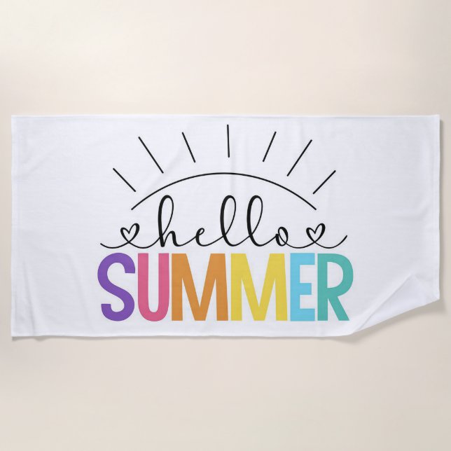 Hello Summer Beach Towel (Front)