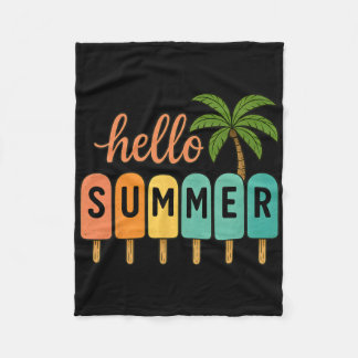 Hello Summer Beach Vacation Ice Cream Popsicle Gif Fleece Blanket