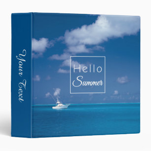 Hello Summer Blue Caribbean Sea Typography Binder