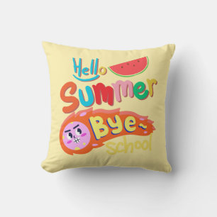 Hello Summer Bye School Throw Pillow