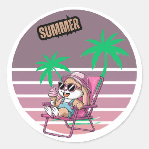 Hello summer classic round sticker