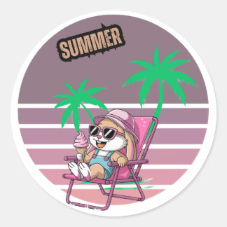 Hello summer  classic round sticker